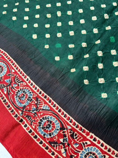 Sindhuja: AJRAKH BANDHEJ TISSUE MODAL SILK SAREE