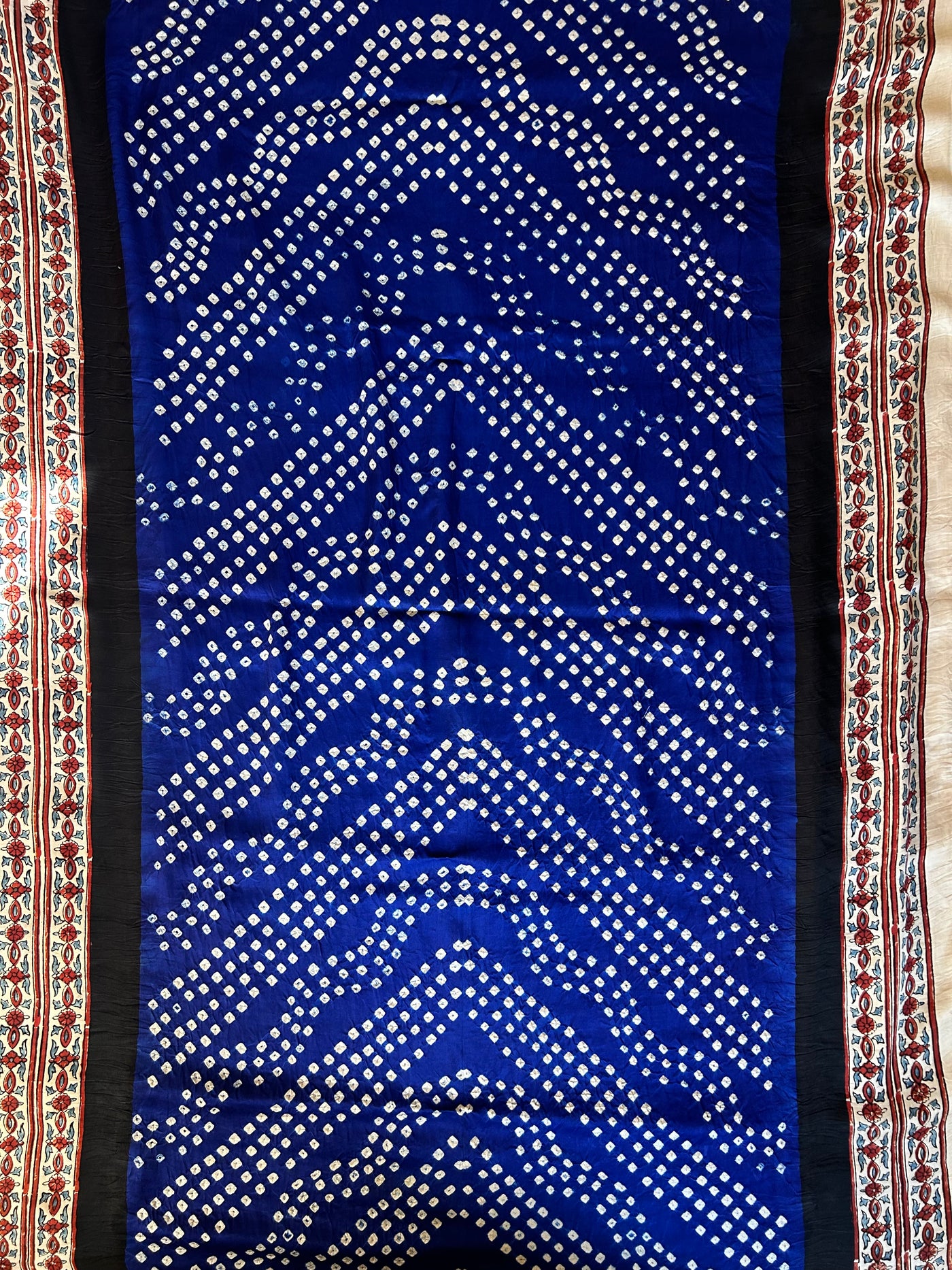 KAHANI : HANDMADE BANDHANI AJRAKH MODAL SILK SAREE WITH TISSUE PALLU
