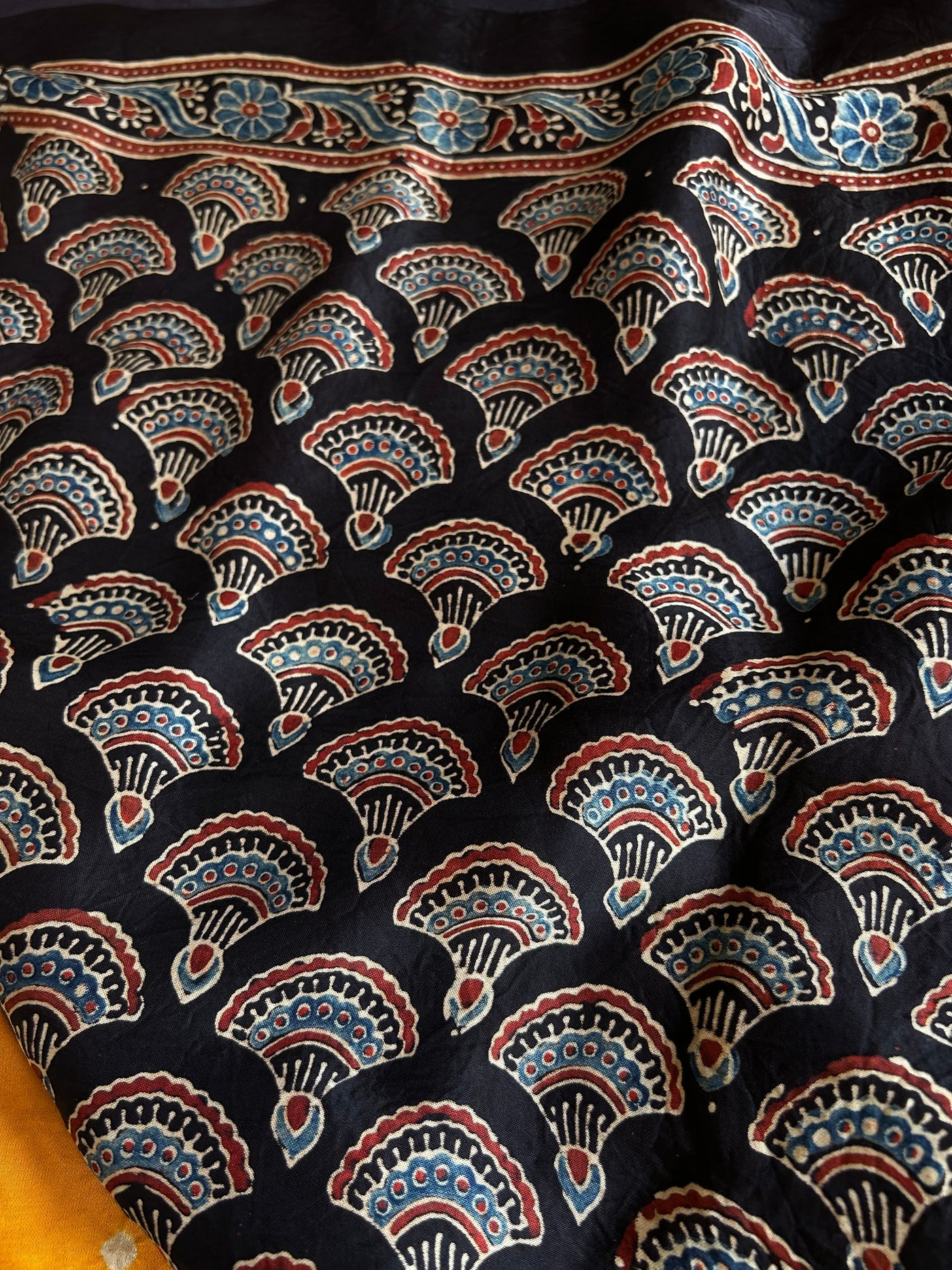KAJAL: HANDMADE BANDHANI AJRAKH MODAL SILK SAREE WITH TISSUE PALLU