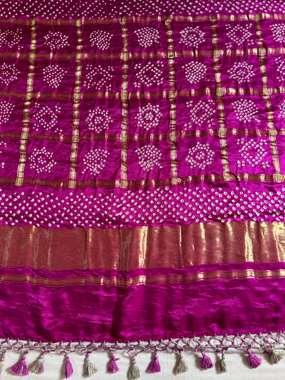 NANDINI: Pure Gajji Silk Rai dana designer Bandhani Gharchola Saree.