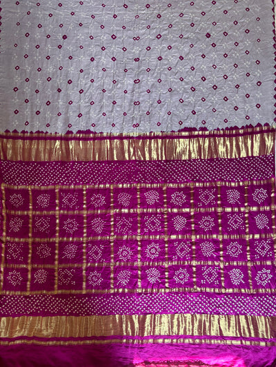 NANDINI: Pure Gajji Silk Rai dana designer Bandhani Gharchola Saree.