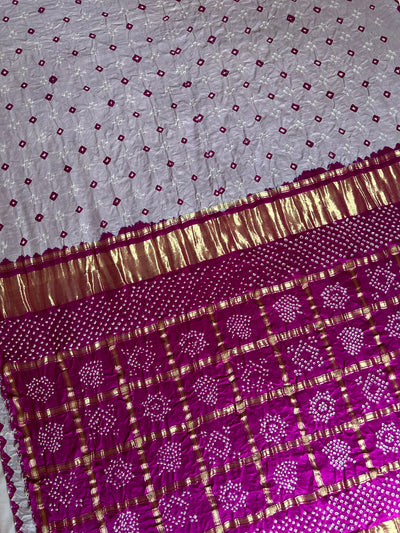 NANDINI: Pure Gajji Silk Rai dana designer Bandhani Gharchola Saree.