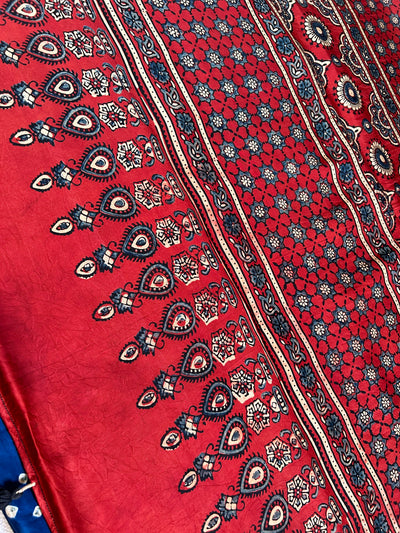 CHAITALI: HANDMADE BANDHANI AJRAKH MODAL SILK SAREE WITH TISSUE PALLU