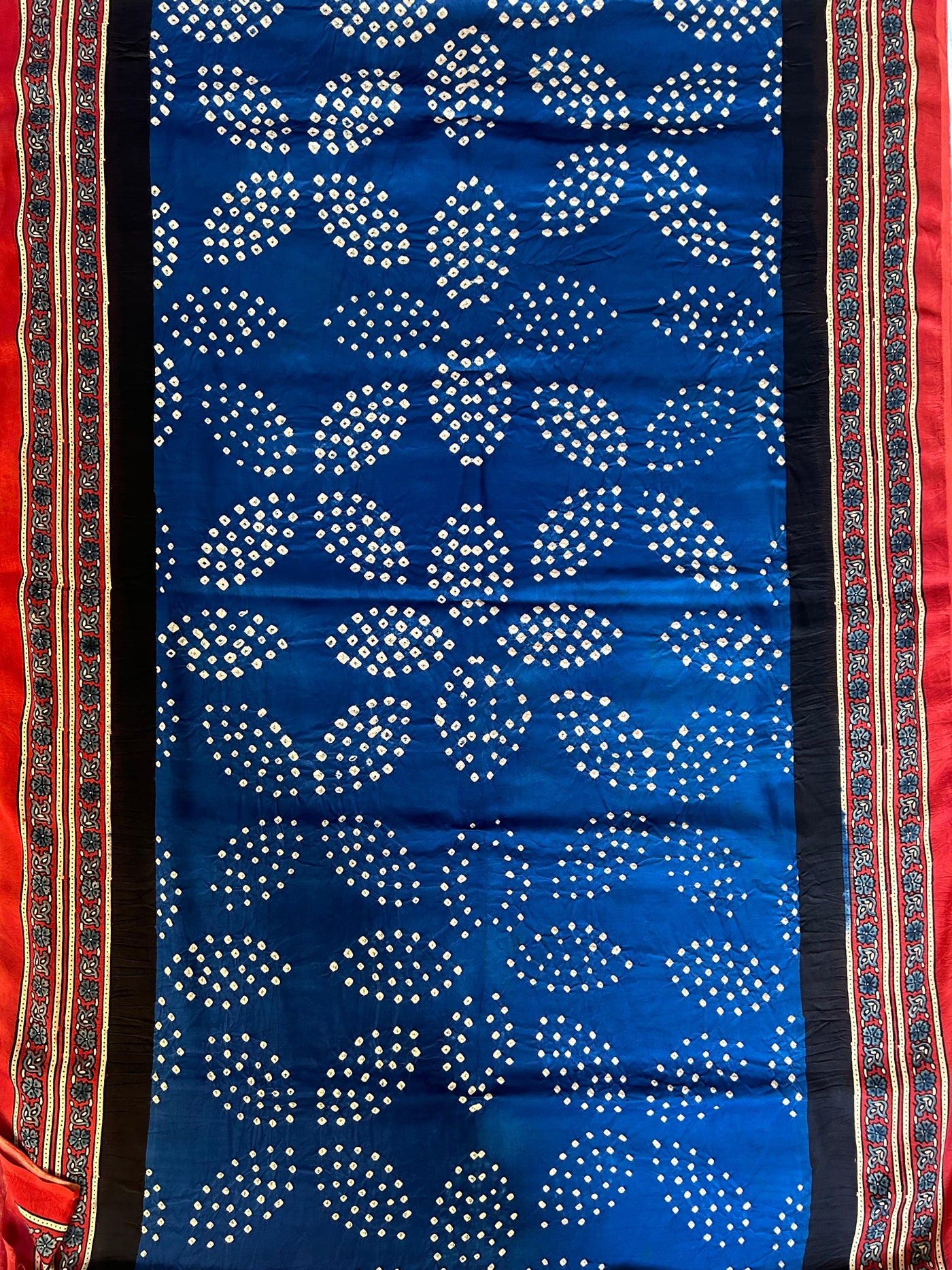 CHAITALI: HANDMADE BANDHANI AJRAKH MODAL SILK SAREE WITH TISSUE PALLU
