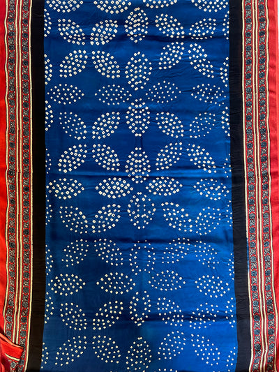 CHAITALI: HANDMADE BANDHANI AJRAKH MODAL SILK SAREE WITH TISSUE PALLU
