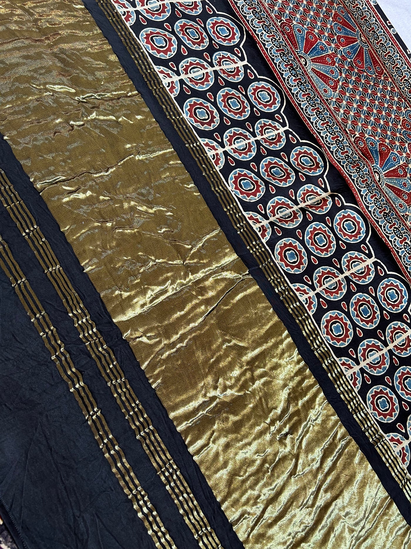 TULIKA: HANDMADE BANDHANI AJRAKH MODAL SILK SAREE WITH TISSUE PALLU
