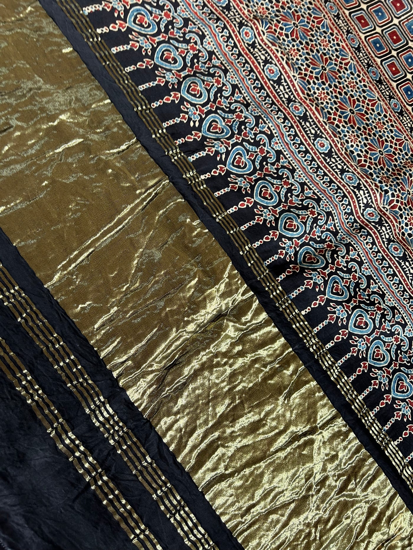 GAURI: HANDMADE BANDHANI AJRAKH MODAL SILK SAREE WITH TISSUE PALLU