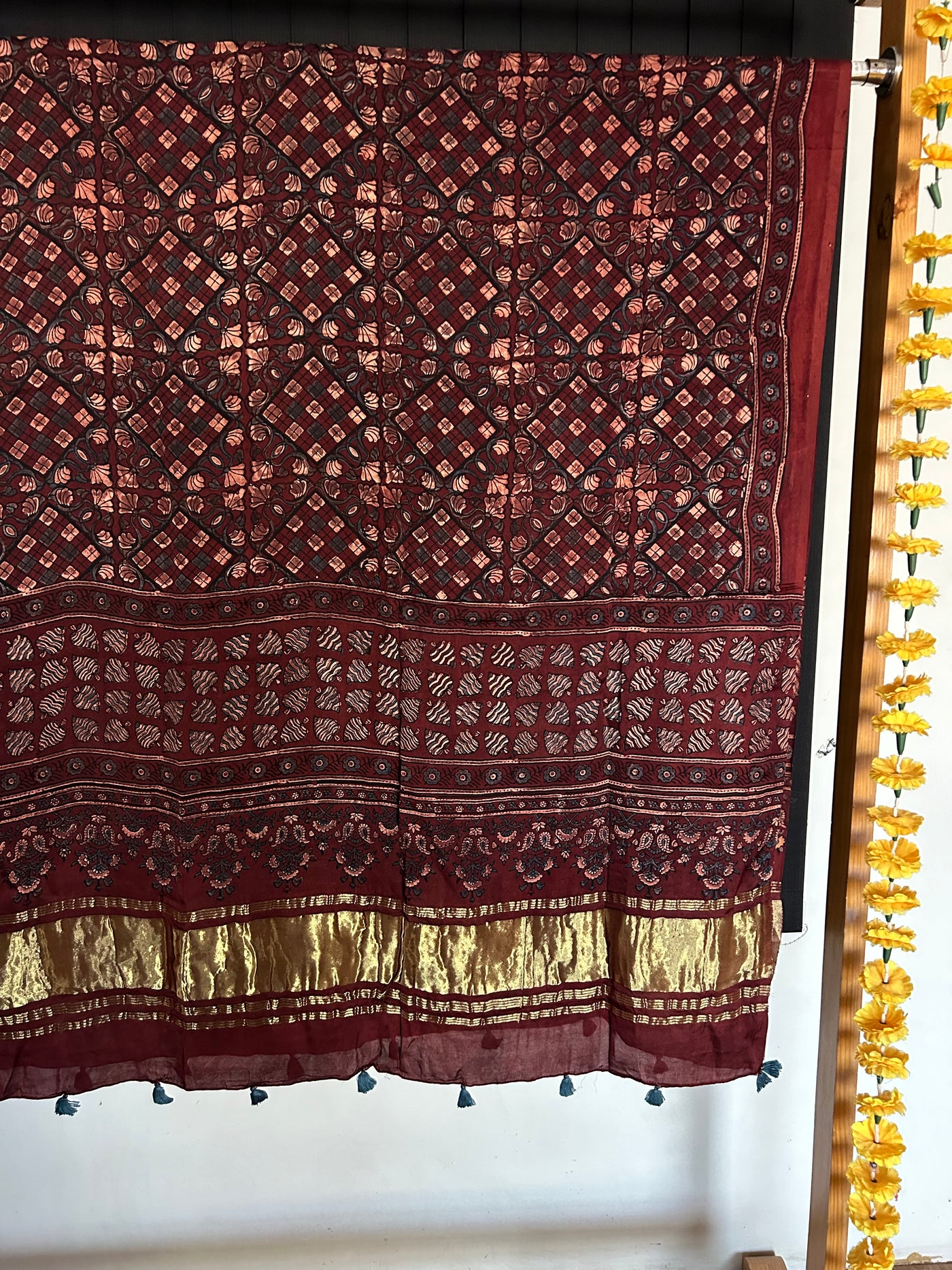 GOLDEN TREASURE:Tissue Modal Silk Ajrakh Dupatta