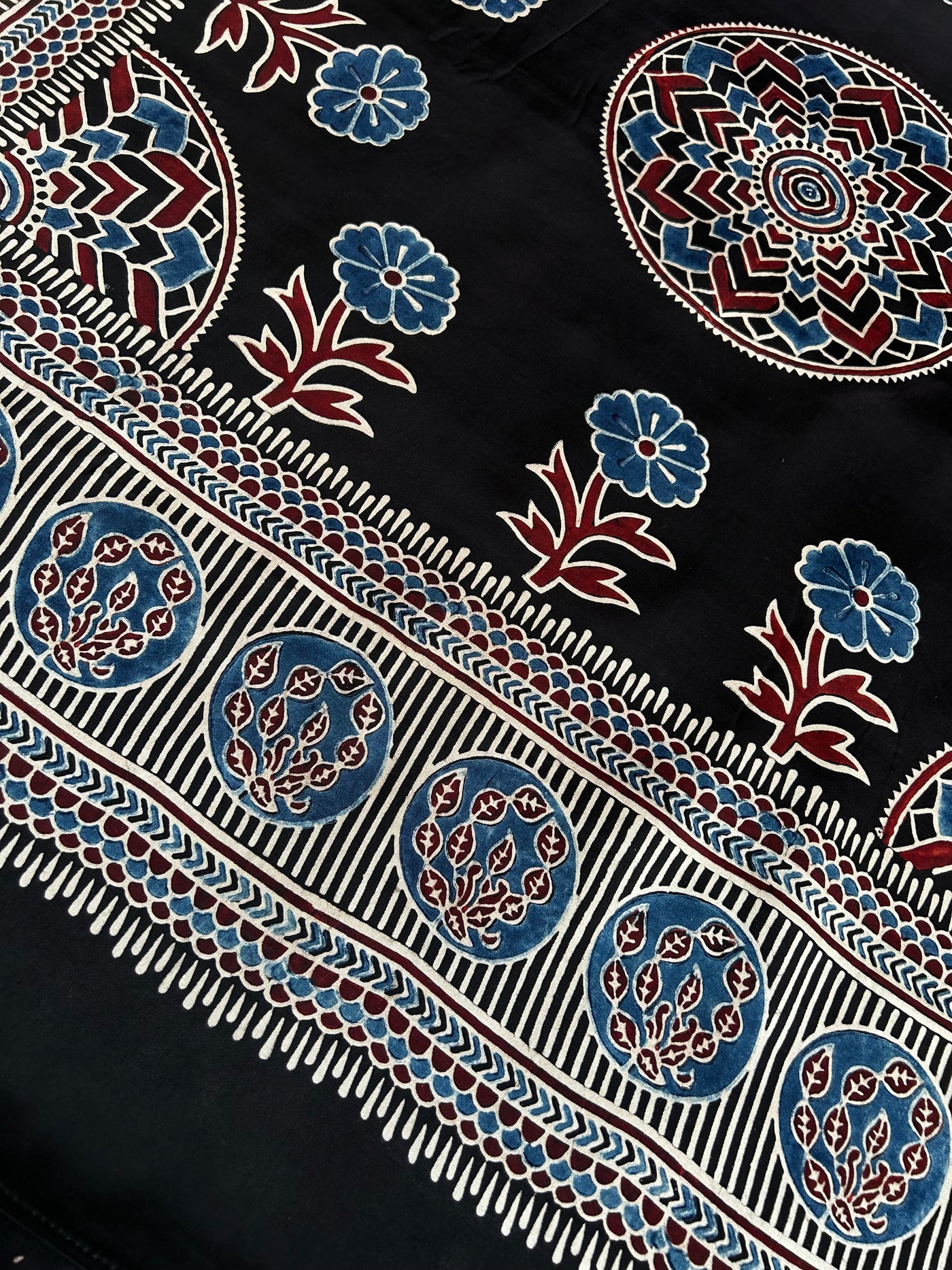 BHOOMI: HAND BLOCK AJRAKH MODAL SILK SAREE