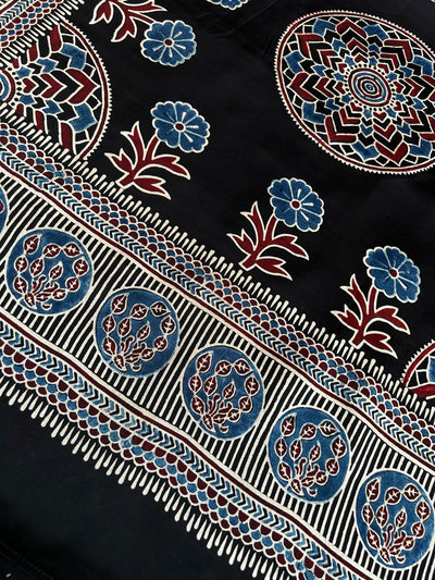 BHOOMI: HAND BLOCK AJRAKH MODAL SILK SAREE