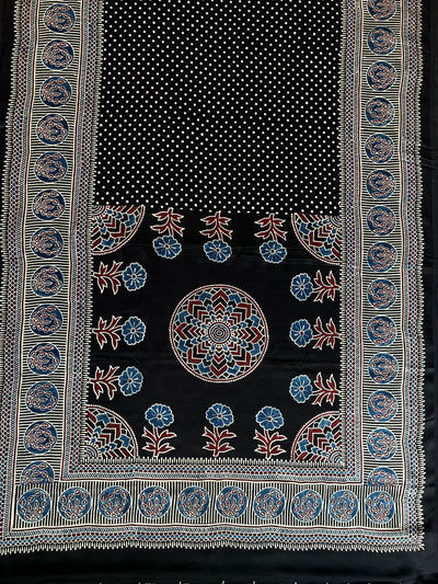 BHOOMI: HAND BLOCK AJRAKH MODAL SILK SAREE
