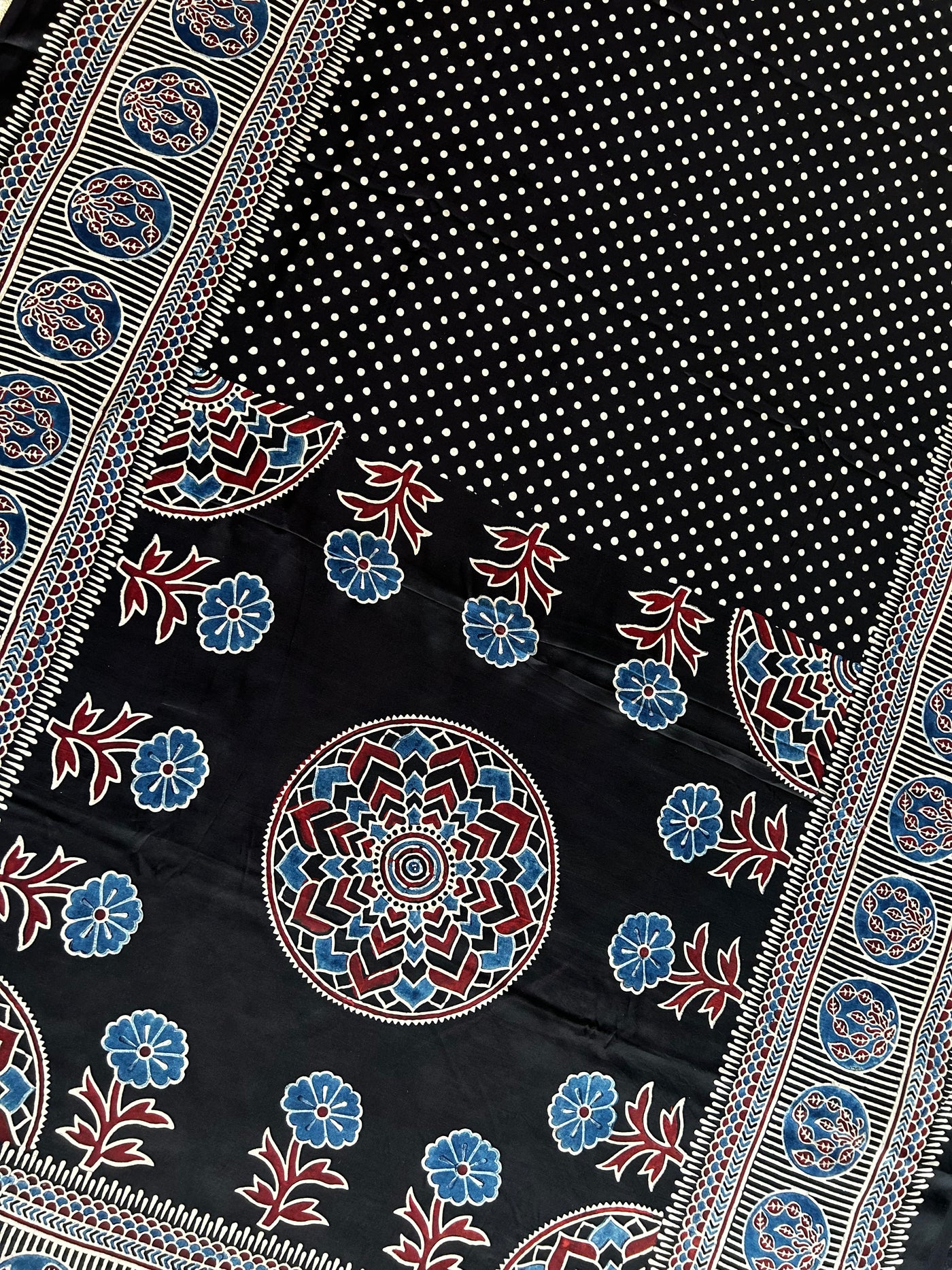 BHOOMI: HAND BLOCK AJRAKH MODAL SILK SAREE