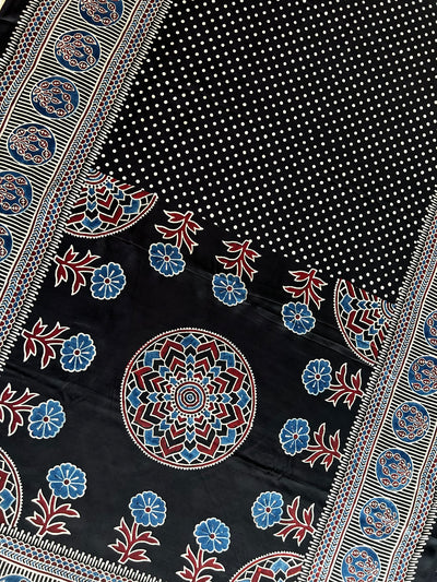 BHOOMI: HAND BLOCK AJRAKH MODAL SILK SAREE