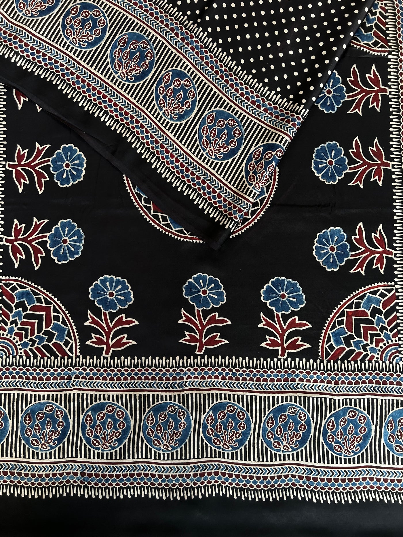 BHOOMI: HAND BLOCK AJRAKH MODAL SILK SAREE