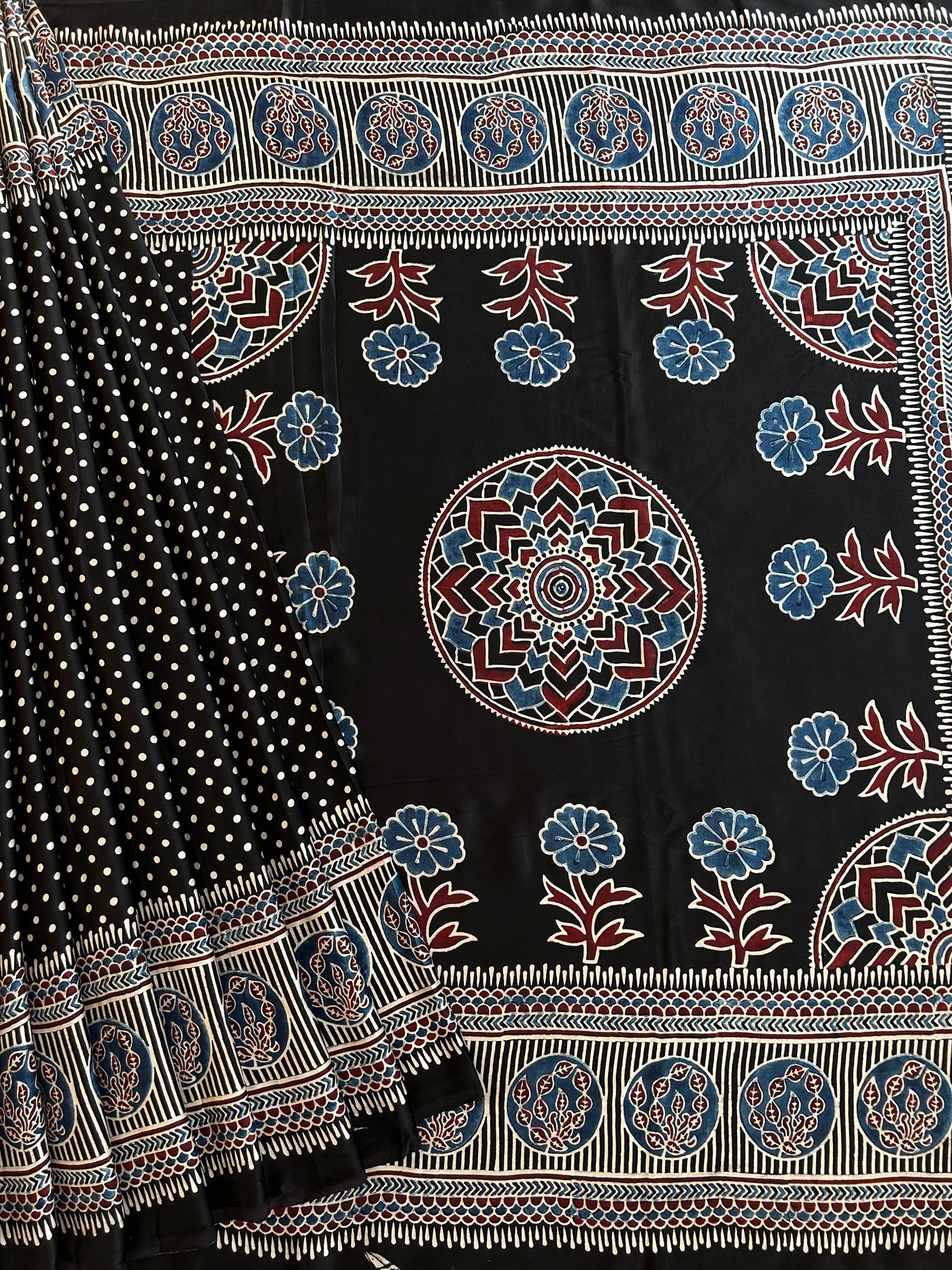 BHOOMI: HAND BLOCK AJRAKH MODAL SILK SAREE