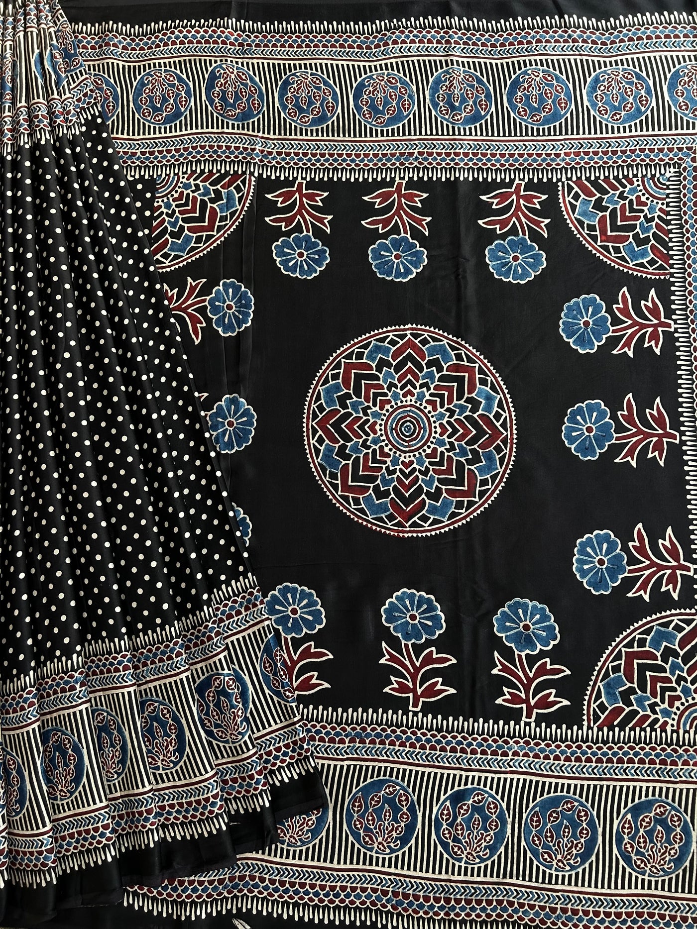 BHOOMI: HAND BLOCK AJRAKH MODAL SILK SAREE