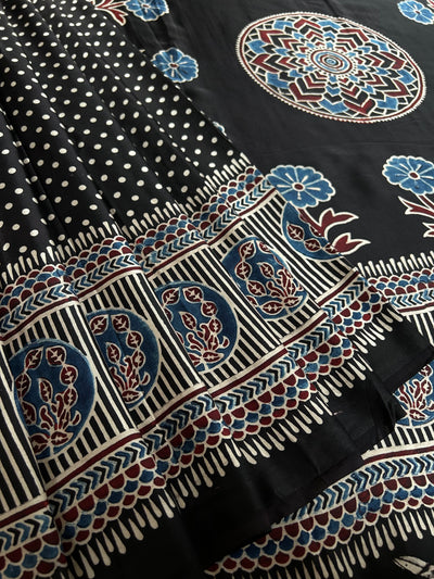 BHOOMI: HAND BLOCK AJRAKH MODAL SILK SAREE