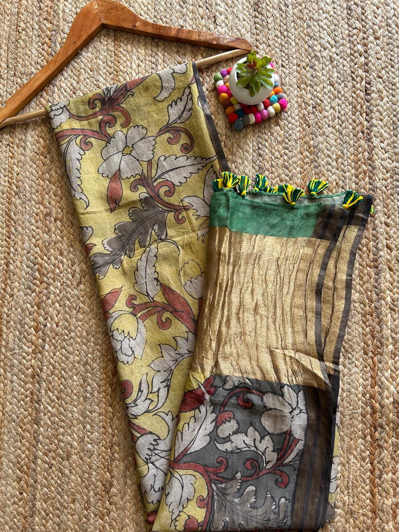 Aanya:Hand-drawn & Hand-painted Penkalamkari chanderi dupatta