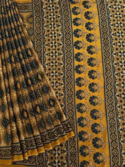 GULDASTA: HAND BLOCK AJRAKH MODAL SILK SAREE