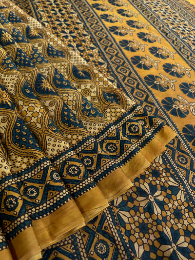 GULDASTA: HAND BLOCK AJRAKH MODAL SILK SAREE