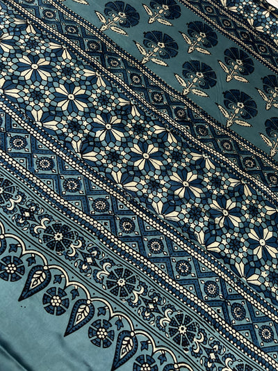 APARAJITA: HAND BLOCK AJRAKH MODAL SILK SAREE