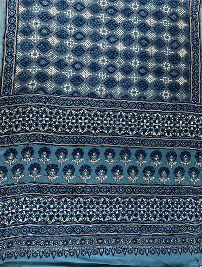 APARAJITA: HAND BLOCK AJRAKH MODAL SILK SAREE