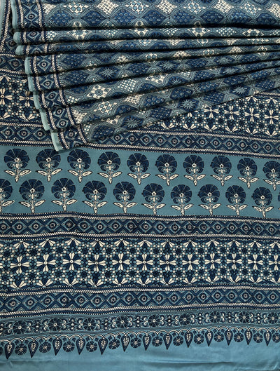 APARAJITA: HAND BLOCK AJRAKH MODAL SILK SAREE