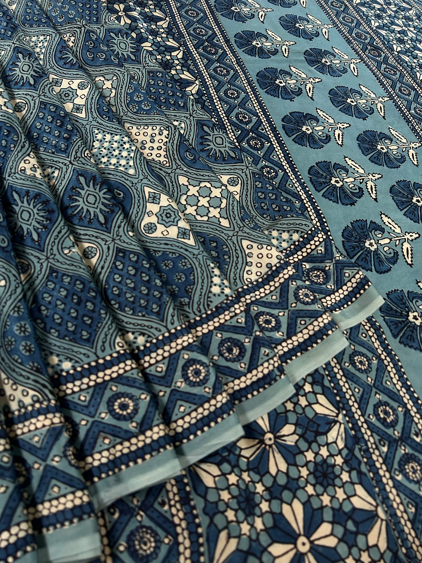 APARAJITA: HAND BLOCK AJRAKH MODAL SILK SAREE