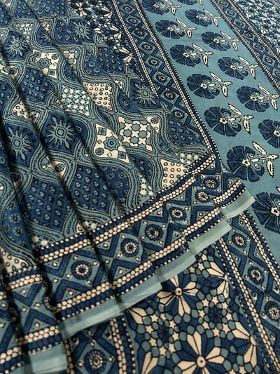 APARAJITA: HAND BLOCK AJRAKH MODAL SILK SAREE