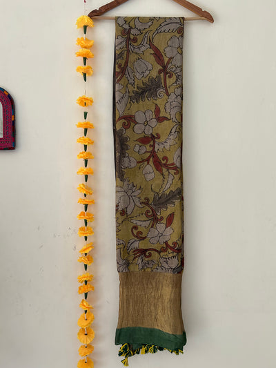 Aanya:Hand-drawn & Hand-painted Penkalamkari chanderi dupatta