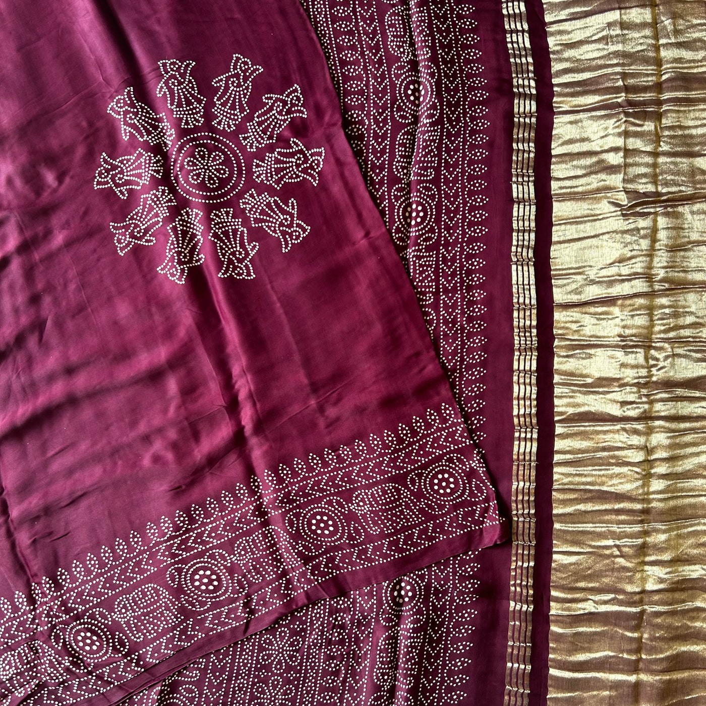 Dhara: Printed modal silk with tissue pallu