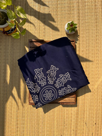 Neelam: Printed modal silk with tissue pallu