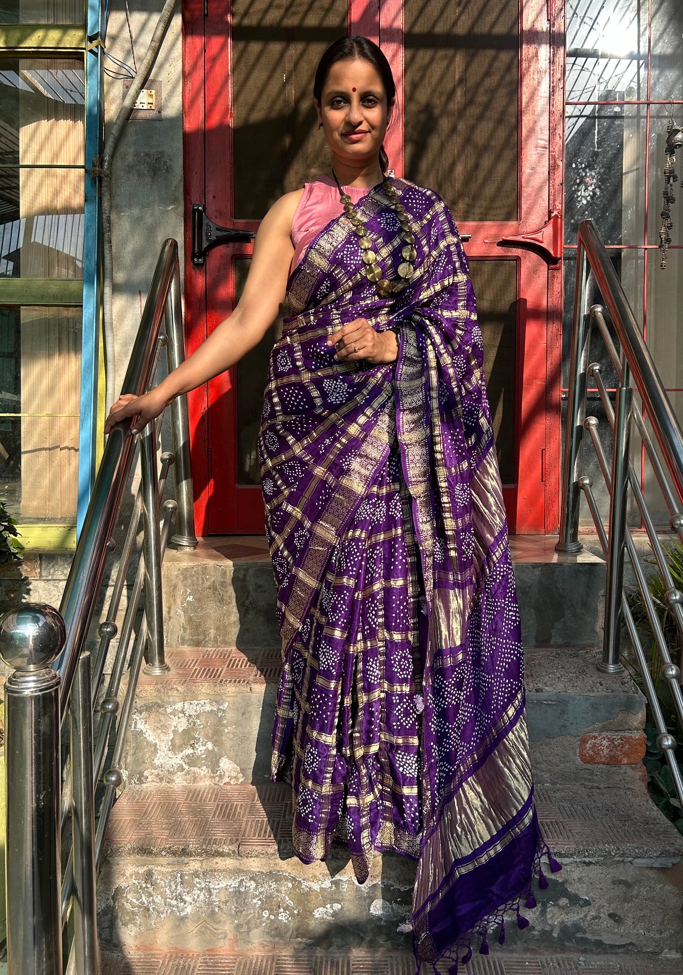 DEVYANI :  Handmade Bandhani Pure Gajji Silk Gharchola Saree