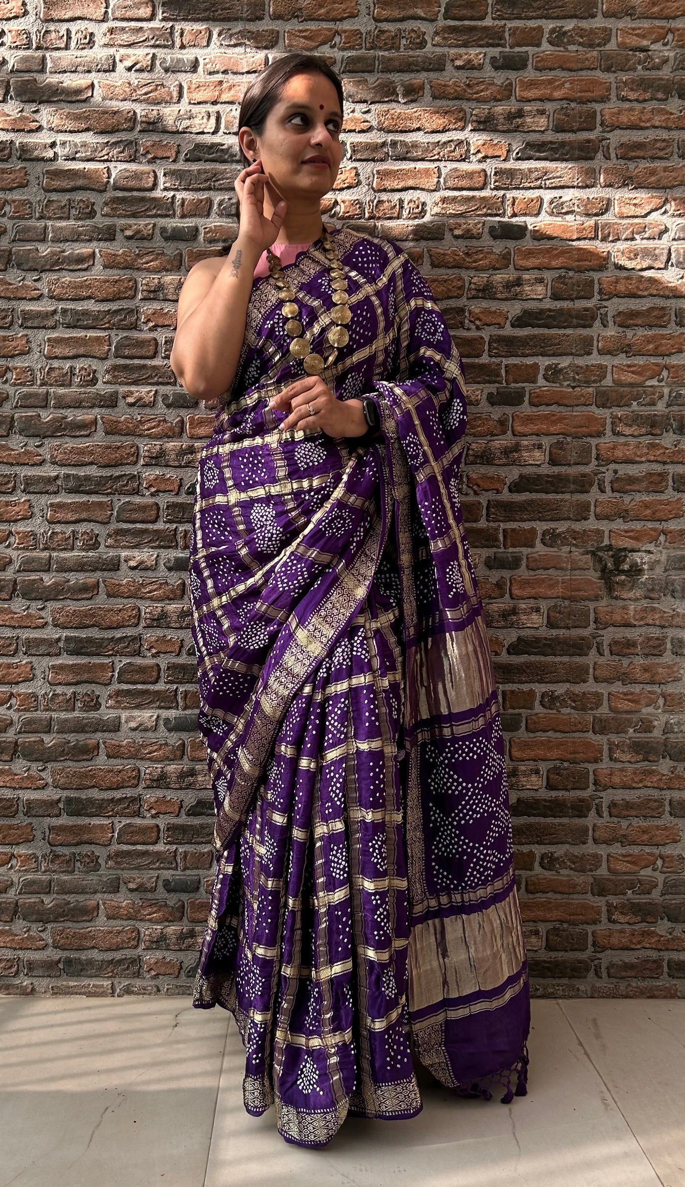 DEVYANI :  Handmade Bandhani Pure Gajji Silk Gharchola Saree