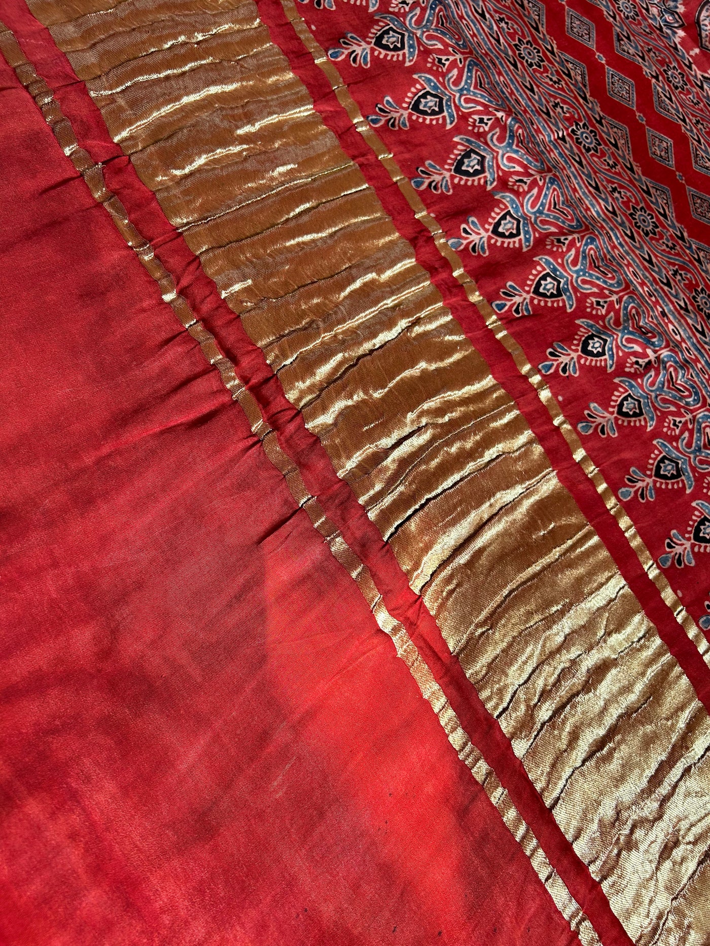 ANJINI:Handmade Gharchola Ajrakh Saree