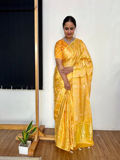 SANAYA:HANDMADE BANDHANI GHARCHOLA MODAL SILK SAREE