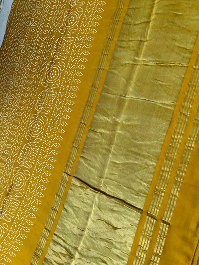 SUJAIN: Printed modal silk with tissue pallu