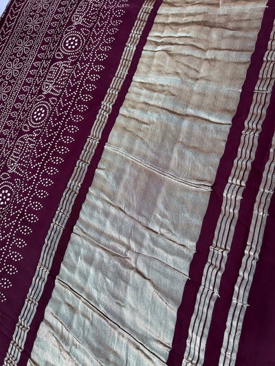 ANSHI: Printed modal silk with tissue pallu