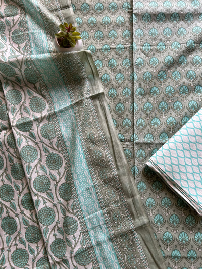 RENU: PURE COTTON PRINTED 3 PIECE SUIT SET