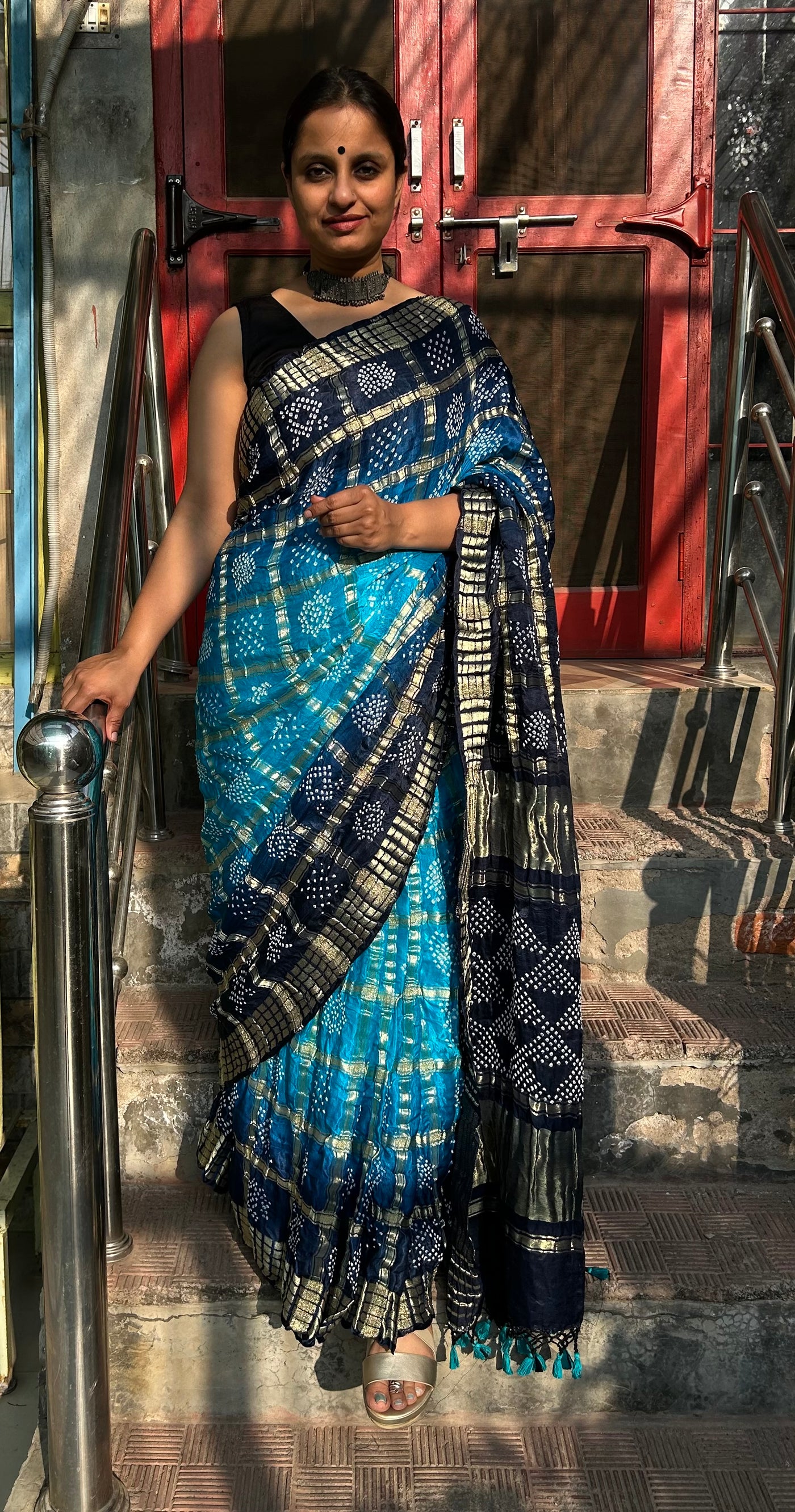 SATAKSHI :  Handmade Bandhani Pure Gajji Silk Gharchola Saree