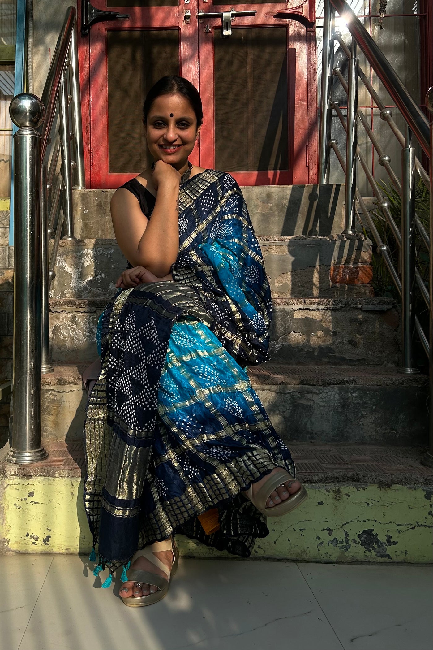 SATAKSHI :  Handmade Bandhani Pure Gajji Silk Gharchola Saree