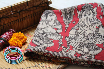 GANESHA: HANDPAINTED CHENNUR SILK KALAMKARI SAREE
