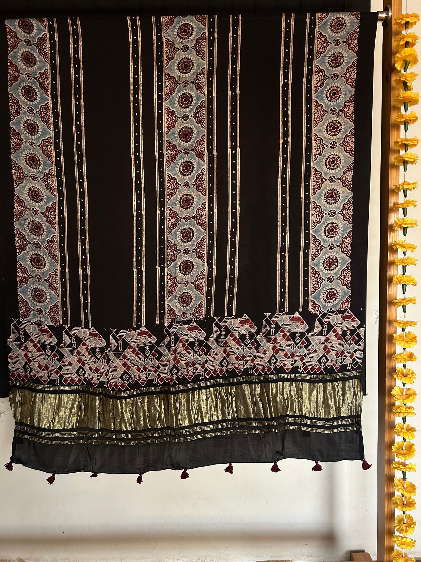 BLACK GOLD: AJRAKH MODAL SILK TISSUE DUPATTA