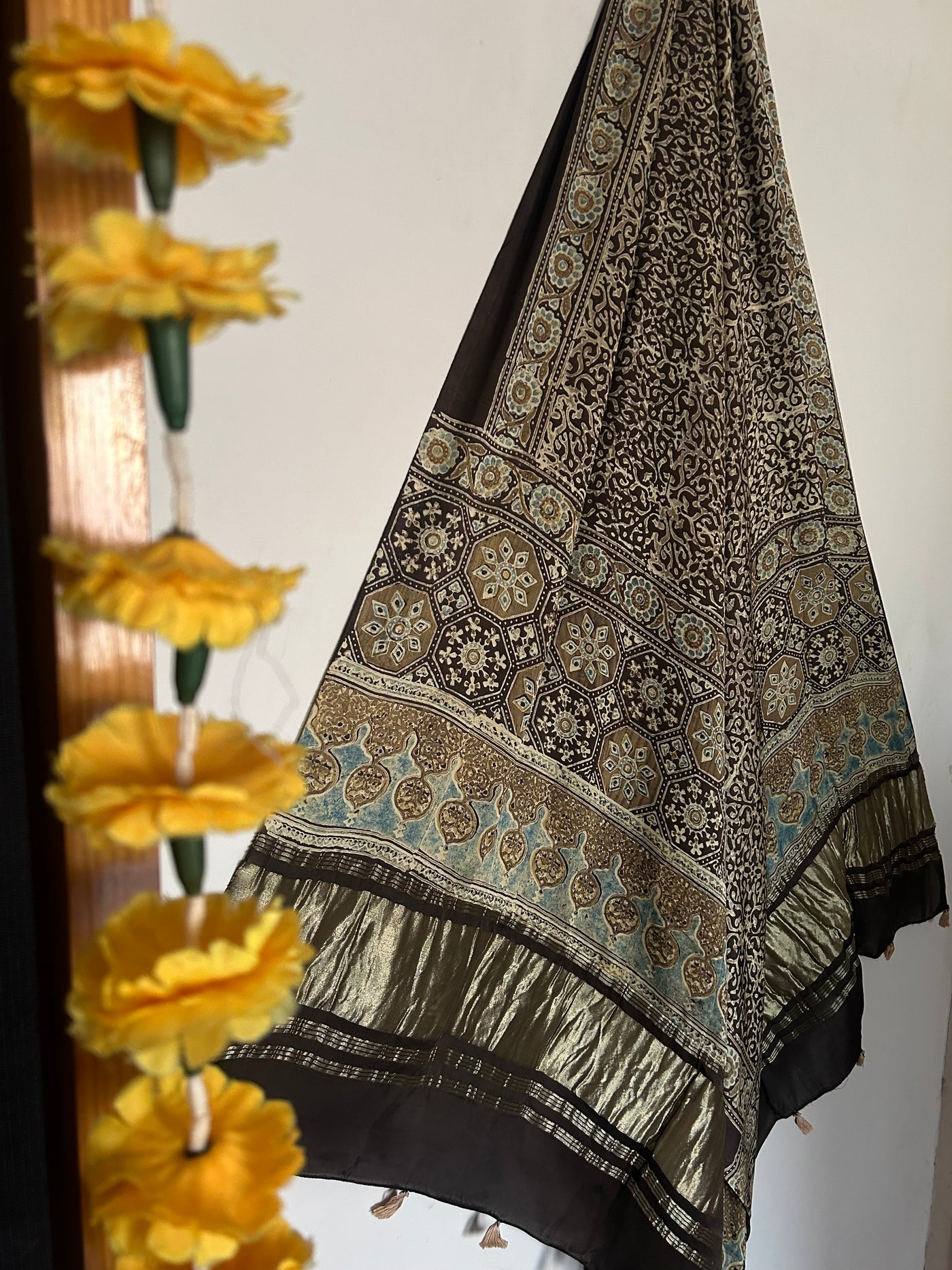 Nightingale : Tissue Modal Silk Ajrakh Dupatta