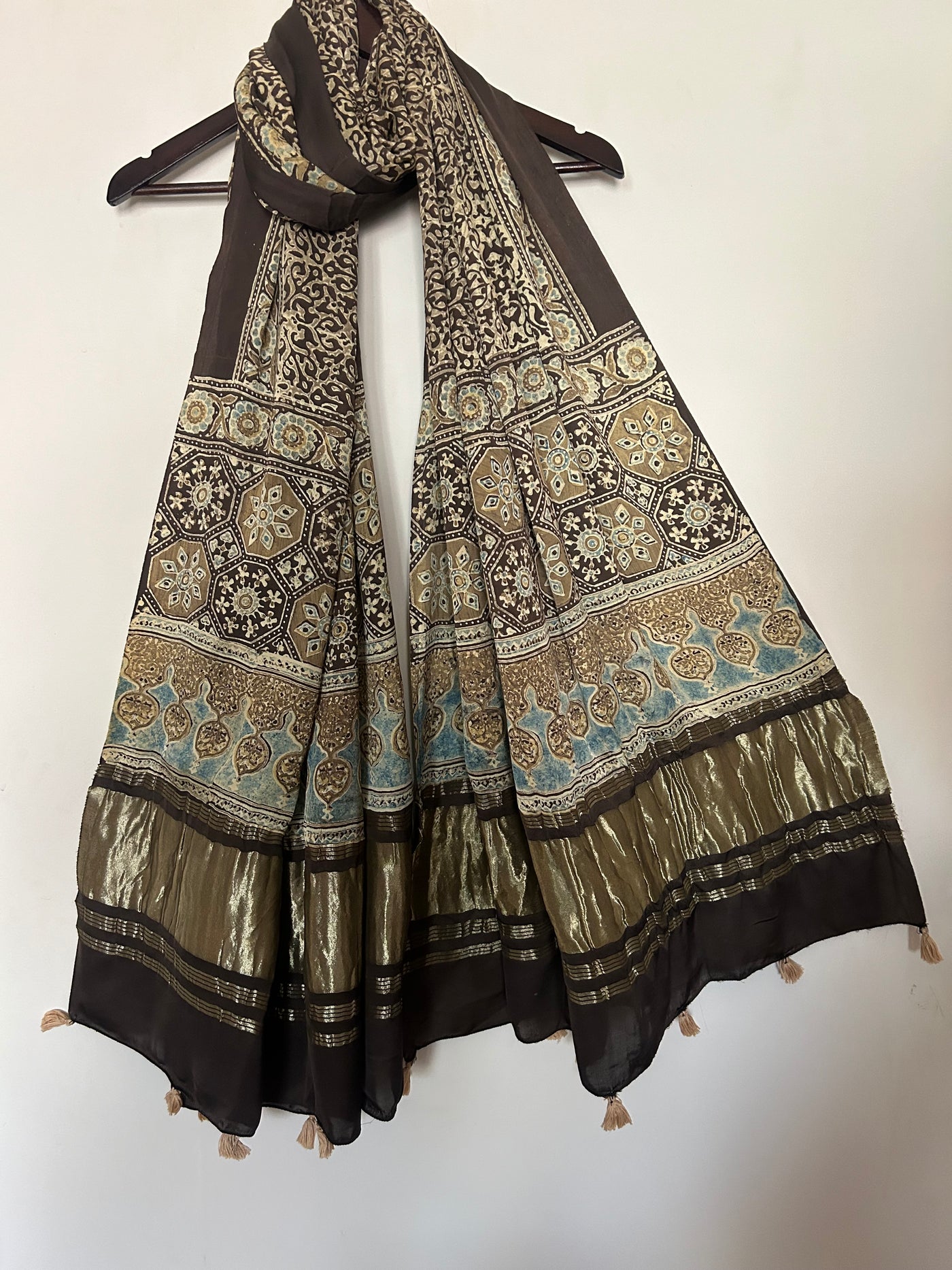 Nightingale : Tissue Modal Silk Ajrakh Dupatta