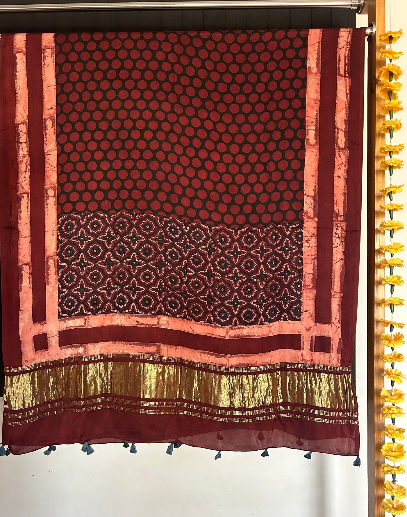 Falcon : Tissue Modal Silk Ajrakh Dupatta