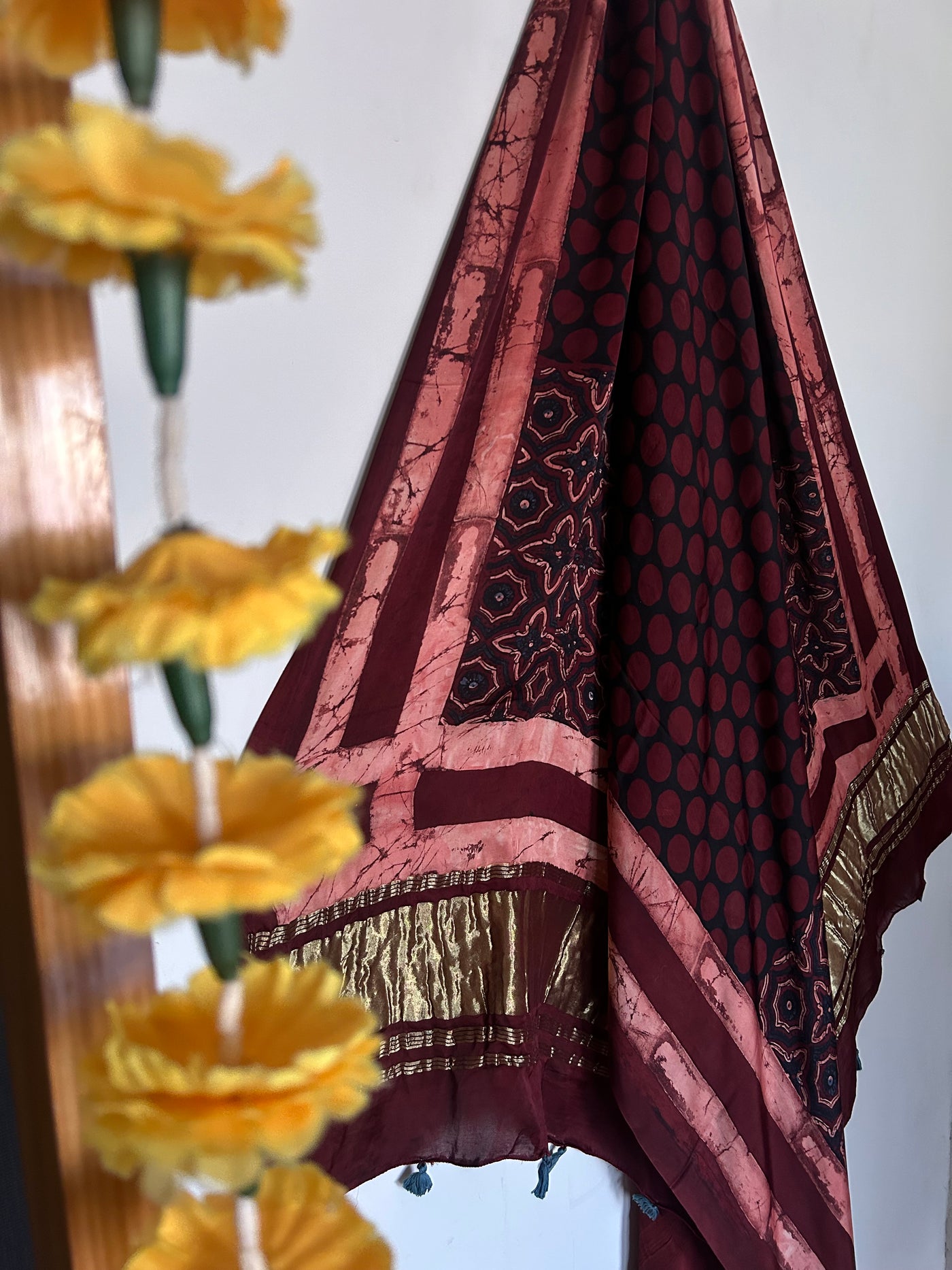 Falcon : Tissue Modal Silk Ajrakh Dupatta