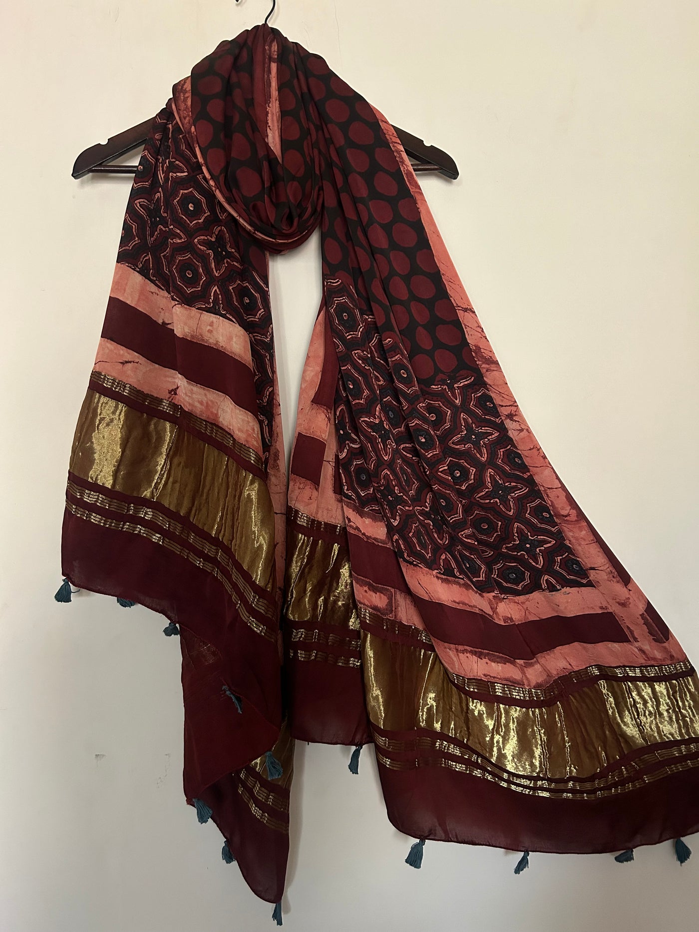 Falcon : Tissue Modal Silk Ajrakh Dupatta