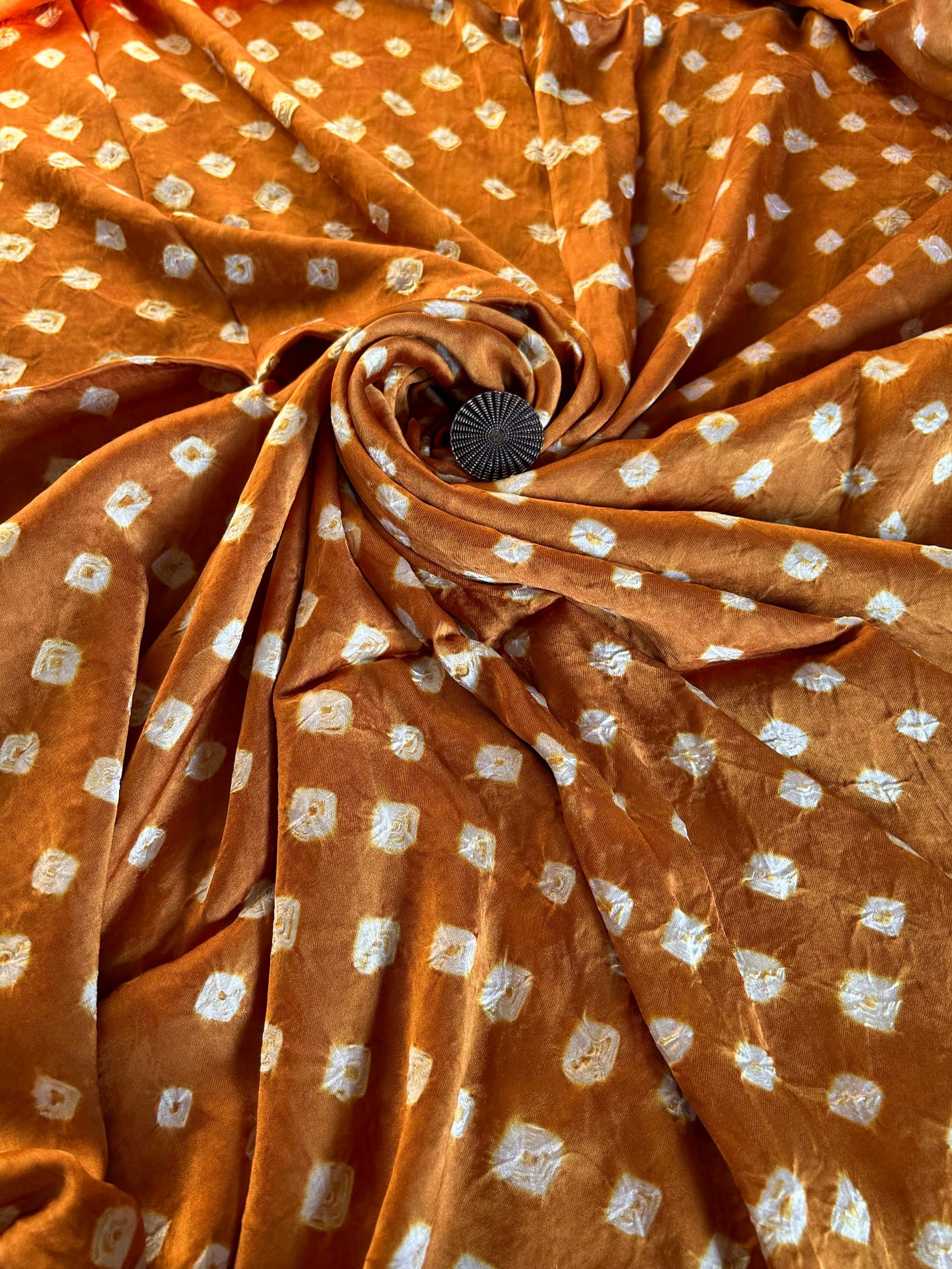 PASTEL ORANGE-  Hand made BHANDHANI Modal Silk Fabric