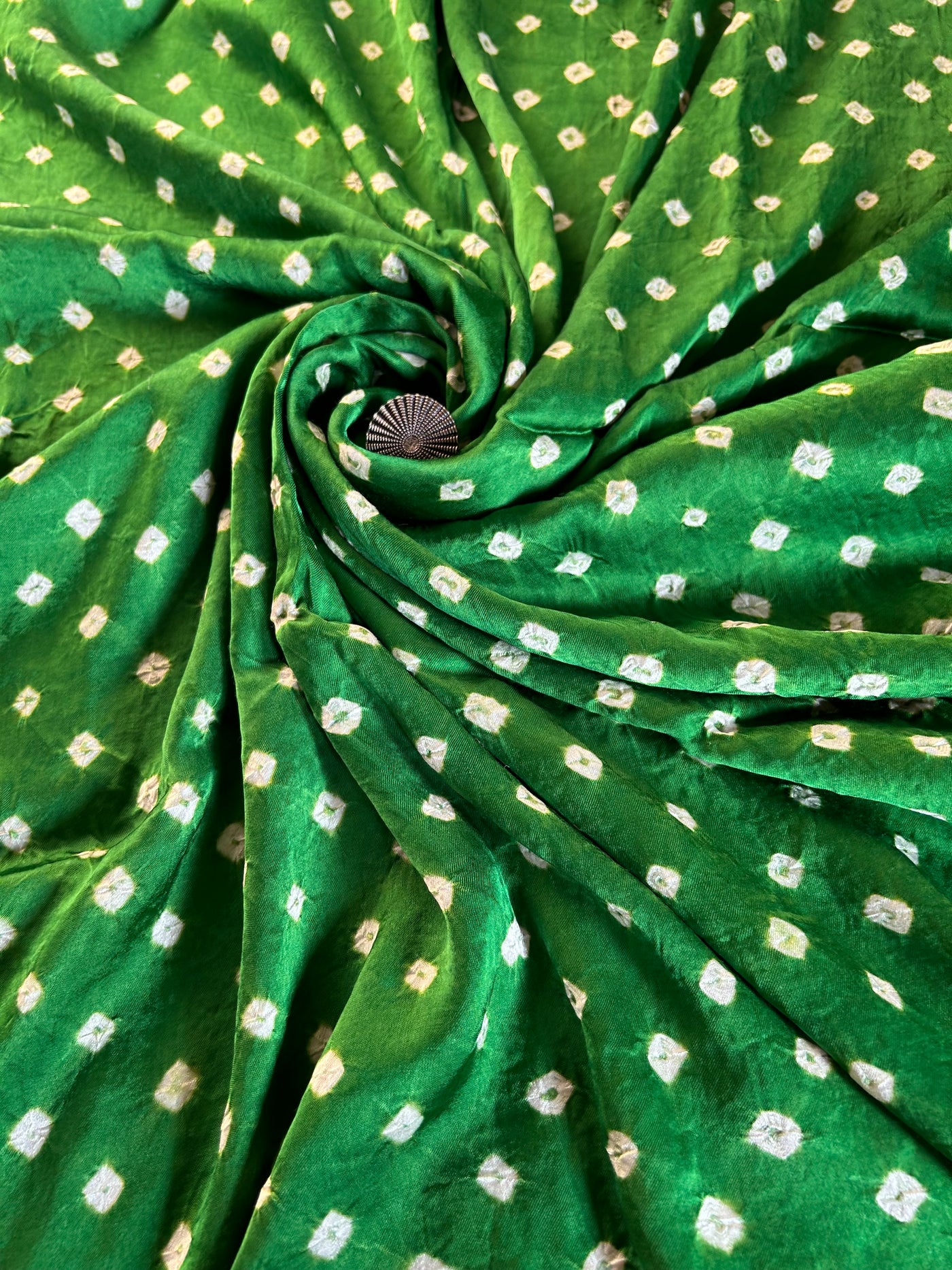 PARROT GREEN -  Hand made BHANDHANI Modal Silk Fabric